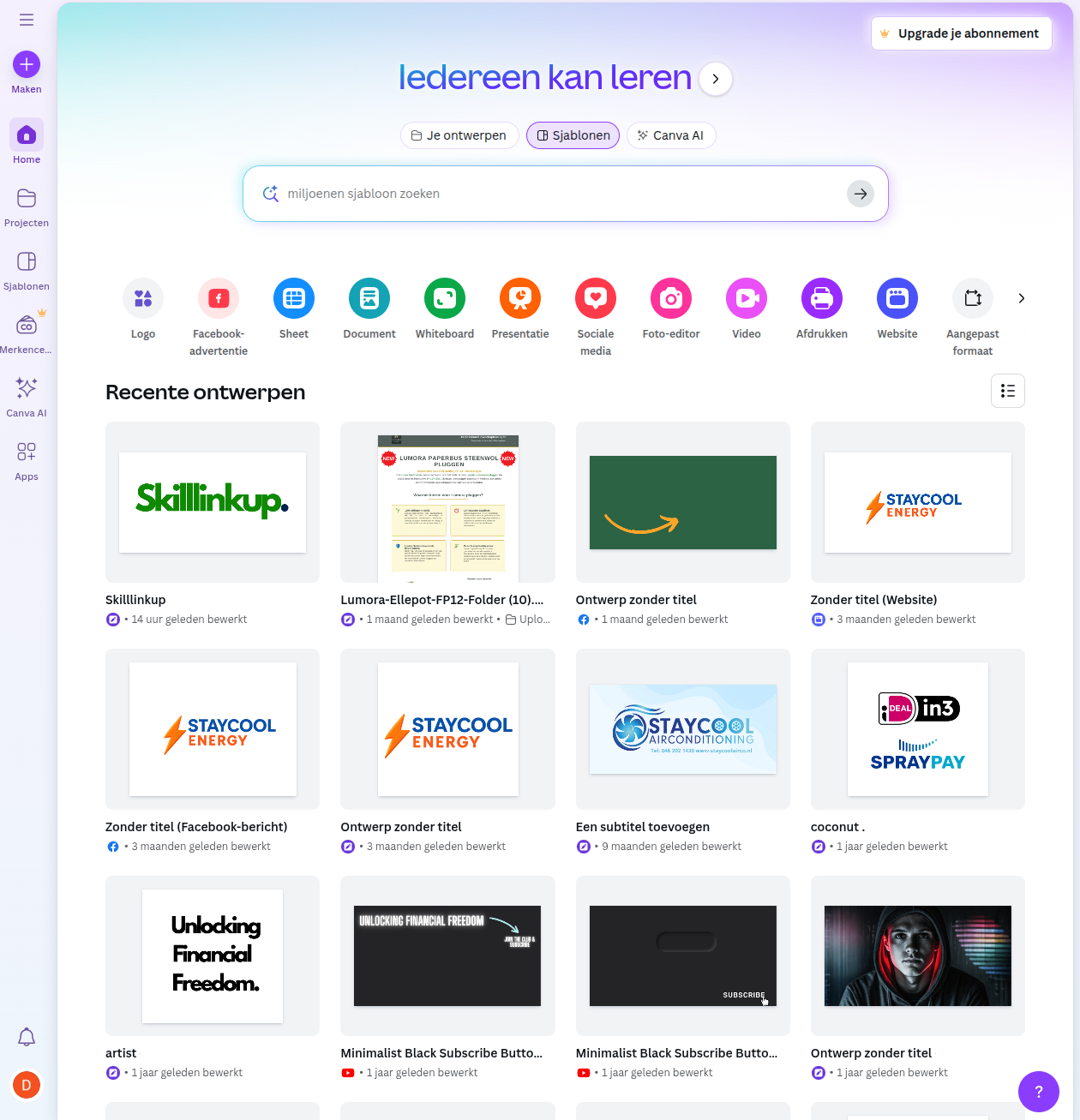 canva.com landings page